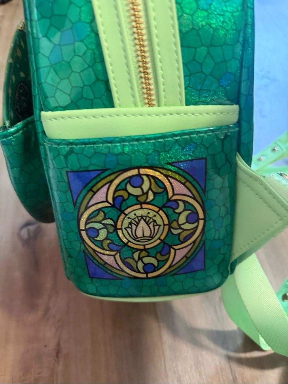 Loungefly Green Disney Tiana Stained-Glass Mini Backpack